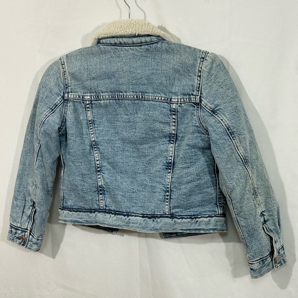 GAP Denim Sherpa Lined Trucker Jacket Kids Medium 8-9 Light Wash Jean Jacket - Picture 3 of 8